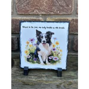 Large Square Slate - Dog - Ble